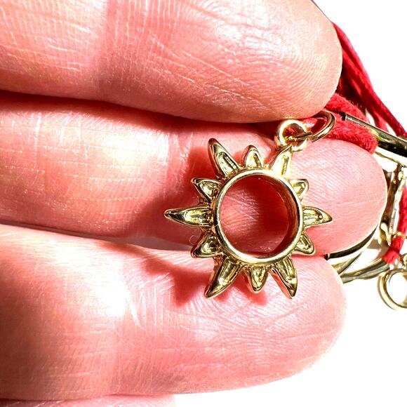 Multistrand Charm Bracelet Adjustable Red Gold Star Sun Moon Infinity Celestial - Picture 3 of 7